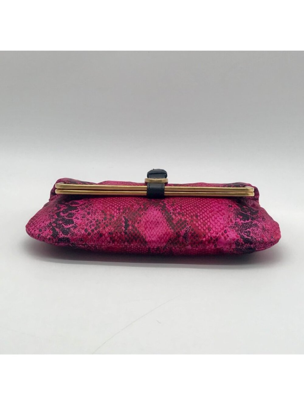 Jimmy Choo Pink Leather Python-Print Clutch - Picture 5 of 12
